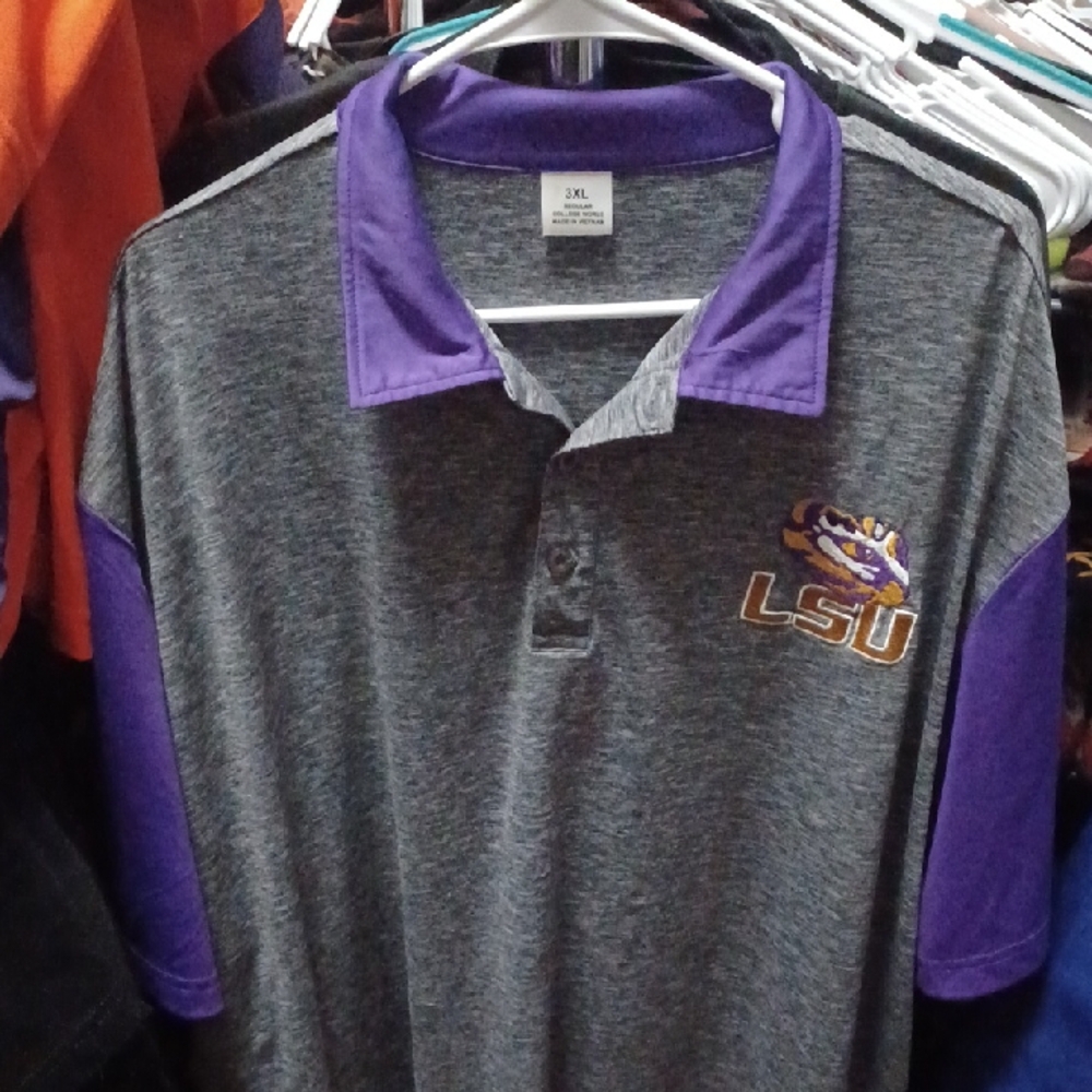 LSU Gray and Purple Men's Polo Shirt